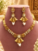 Royal Kundan Gold-Plated Necklace & Earrings Set | Swanky Diva SDG018