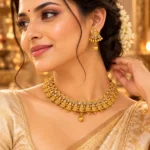 Gold Plated Kundan Temple Choker Necklace and Antique Earring Jewellery Set SDG005