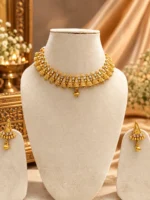 Gold Plated Kundan Temple Choker Necklace and Antique Earring Jewellery Set SDG005 - Image 4