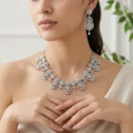 Celestial Bloom American Diamond Necklace Set | Premium Floral Jewellery | SDN1105