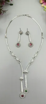 Ruby Bloom American Diamond Lariat Necklace Set | SDN1139 - Image 3