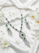 Emerald Majesty American Diamond Statement Necklace Set | SDN1135