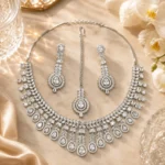 Aarohi Royale American Diamond Necklace Set with Maang Tikka | SDN1138 - Image 2