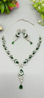 Emerald Royale American Diamond Necklace Set | SDN1141 - Image 2