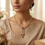 Ruby Cascade Victorian American Diamond Necklace & Earrings