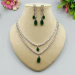 Emerald Royale Layered American Diamond Necklace Set-SDN1114