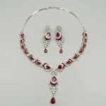 Crimson Duchess American Diamond Necklace Set - Image 2