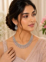 Blush Royale American Diamond Necklace Set | SDN1106