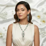 Emerald Majesty American Diamond Statement Necklace Set | SDN1135 - Image 2