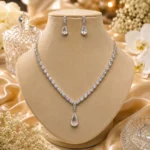 Crystal Dewdrop American Diamond Necklace Set | SDN1137 - Image 2