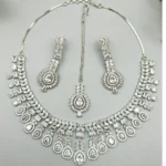 Aarohi Royale American Diamond Necklace Set with Maang Tikka | SDN1138 - Image 4