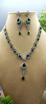 Emerald Royale American Diamond Necklace Set | SDN1141 - Image 3