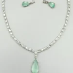 Mint Aura American Diamond Pendant Necklace Set | SDN1134 - Image 4