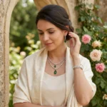 Emerald Royale Layered American Diamond Necklace Set-SDN1114 - Image 3