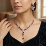 Crimson Duchess American Diamond Necklace Set