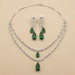 Emerald Royale Layered American Diamond Necklace Set-SDN1114 - Image 6