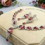 Crimson Duchess American Diamond Necklace Set - Image 3