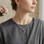 Ruby Royale American Diamond Necklace Set - Image 3