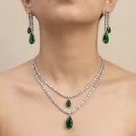 Emerald Royale Layered American Diamond Necklace Set-SDN1114 - Image 4