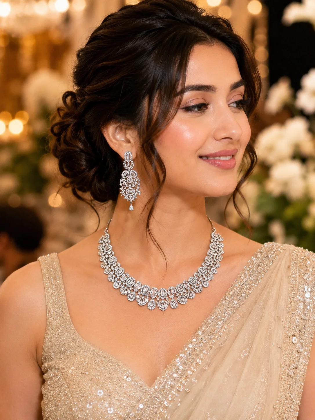 Noor Royale American Diamond Bridal Necklace Set | SDN1104