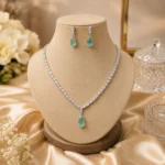 Mint Aura American Diamond Pendant Necklace Set | SDN1134 - Image 2