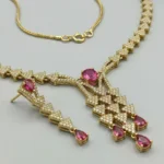 Ruby Cascade Victorian American Diamond Necklace & Earrings - Image 3