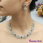 Emerald Aura American Diamond Necklace Set | SDN1115
