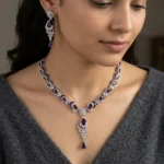 Royal Purple Majesty AD Necklace & Earrings Set - Image 2