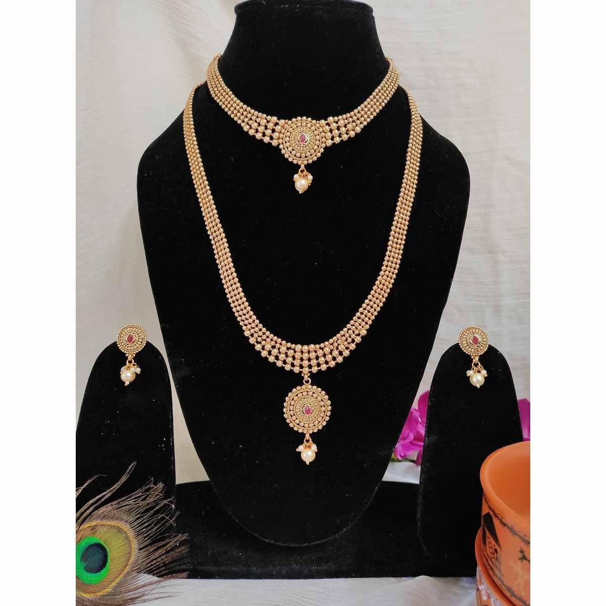 Choker and long necklace Combo Set