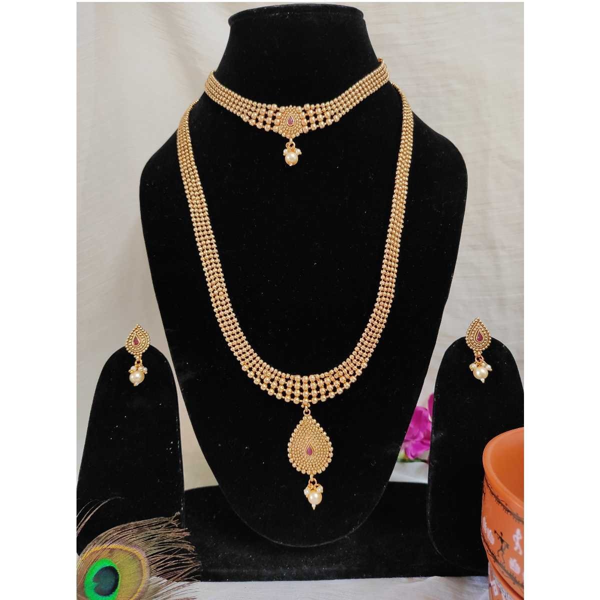 Choker and long necklace Combo Set
