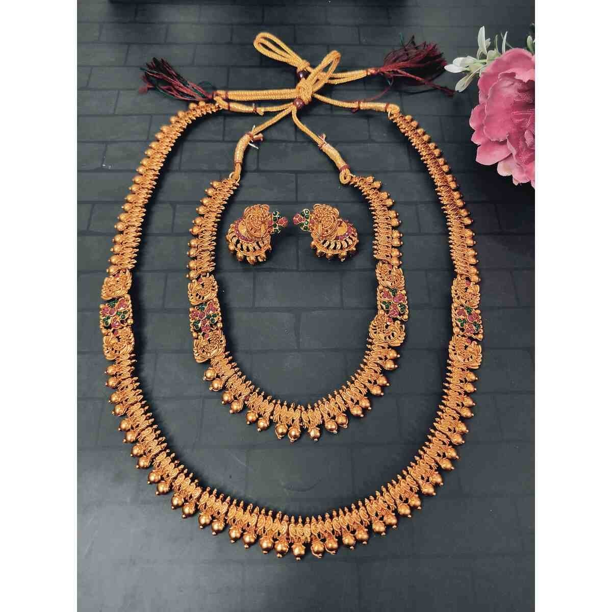 Temple South Indian Choker & Long Necklace Earring Combo