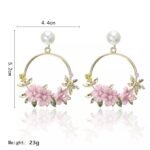 Swanky Diva Gold Plated Pink Floral Earrings for Girls and Women - Image 2