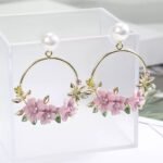 Swanky Diva Gold Plated Pink Floral Earrings for Girls and Women - Image 3