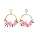 Swanky Diva Gold Plated Pink Floral Earrings for Girls and Women - Image 4