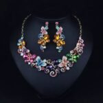 Swanky Diva Multicolor beautiful Flower and Bufferfly design indo western crystal choker necklace and Earring Jewellery Set for Women and Girls