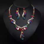 Swanky Diva Luxurious Fully designed with multicolor Crystals Necklace and Earrings Ladies Jewellery Set