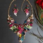 Swanky Diva Multicolor Contemporary Bridal Necklace and Earring Jewellery Set - Image 3
