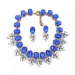 Swanky Diva Modern Statement Blue and White Stone Choker Necklace and Earrings for Girls and Women - Image 2