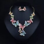 Swanky Diva Antique Butterfly Design Necklace and butterfly Stud Earring.