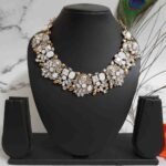 Swanky Diva Pink Color Highly Rhodium Plated Emerald Necklace for Women and Girls