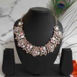 Swanky Diva Exaggerated Luxury Full Crystal Stylish Classic Trendy Highly Rhodium Plated White Crystal Stone Contemporary Neckpiece / Necklace design for Women and Girls.