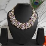 Swanky Diva Luxurious Stylish Antique Exclusive Enshrine Statement Classic Trendy Highly Rhodium Plated Zinc Multicolor Crystal Stone Choker Neckpiece for Women and Girls.