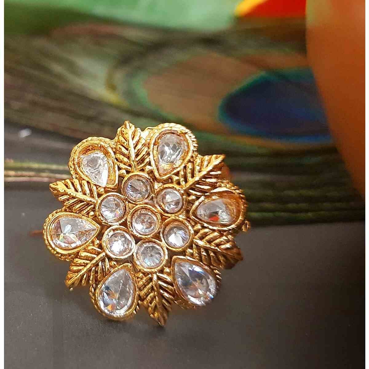 Gold Plated Diamond Stone Finger Ring