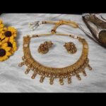 Latest Gold Plated Kundan & American Diamond Copper Necklace & Earring Set - Image 2