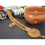 Copper Base Long Necklace and Jhumka Earring Set