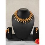 Traditional South Indian Copper Highly Gold Plated Necklace Earrings Set for Wedding And Party Wear for Women & Girls. - Image 2
