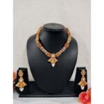 Traditional South Indian Copper Highly Gold Plated Necklace Earrings Set for Wedding And Party Wear for Women & Girls. - Image 2