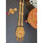 Swanky Diva Copper High Quality Gold plating Kundan Long Necklace with Jhumka Earring Set - Image 3
