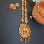 Swanky Diva Copper High Quality Gold plating Kundan Long Necklace with Jhumka Earring Set