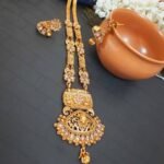 Swanky Diva Copper High Quality Gold plating Kundan Long Necklace with Jhumka Earring Set